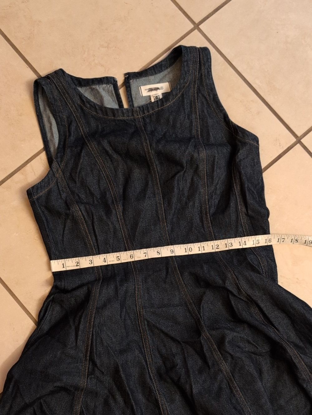 NWT Madewell Airy Denim Circle Mini Dress Rinse Wash Blue Size L - Picture 6 of 13